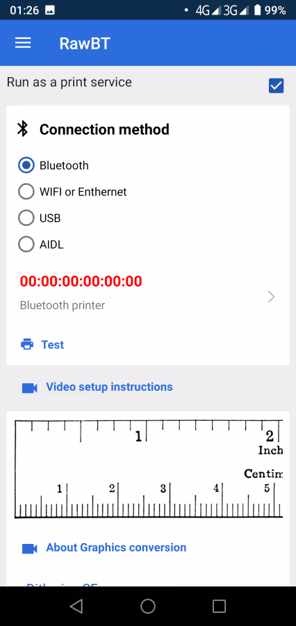 Printing in RawBT app