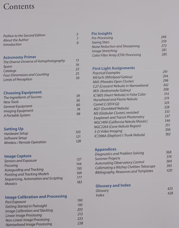 The Astrophotography Manual Table of Contents