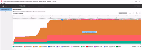 Creating snapshots on a timeline