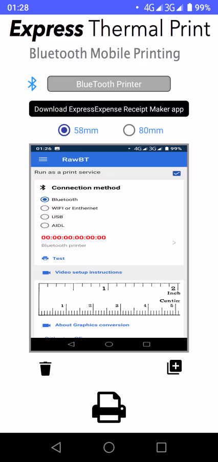 Printing in Express Thermal Print app