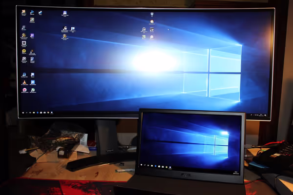 13,3 inch next to 34 inch 21:9 display