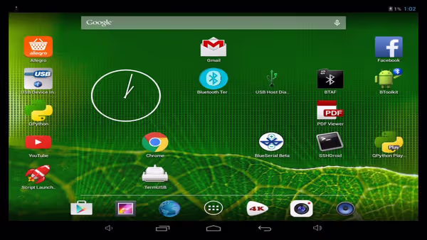Android tablet desktop captured via the device