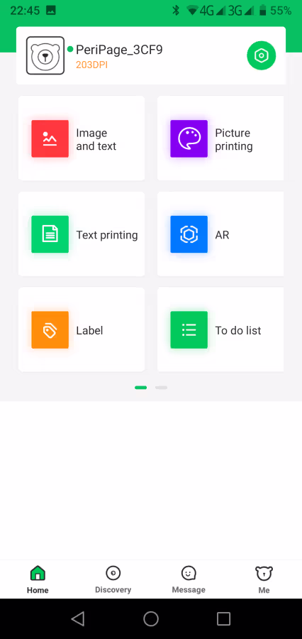 PeriPage app main screen