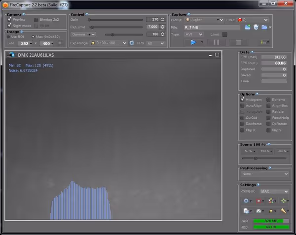 Main screen FireCapture
