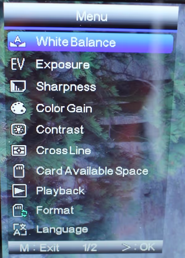 Camera menu