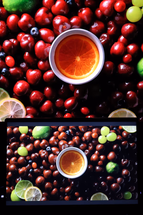 MSI MAG 341CQP QD-OLED (top) vs Lenovo ThinkBook 14 G8 (bottom)