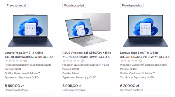 Cheapest X Elite laptops use the lowest X1E-78-100 SKU