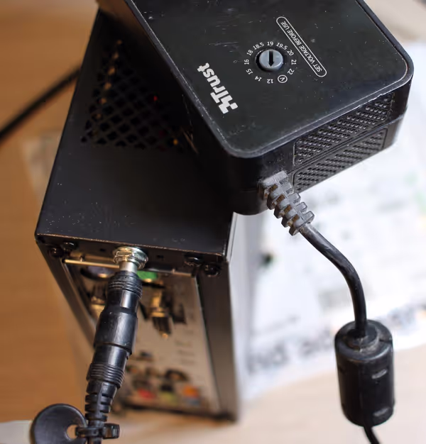 12V power brick can then be used to power the PC