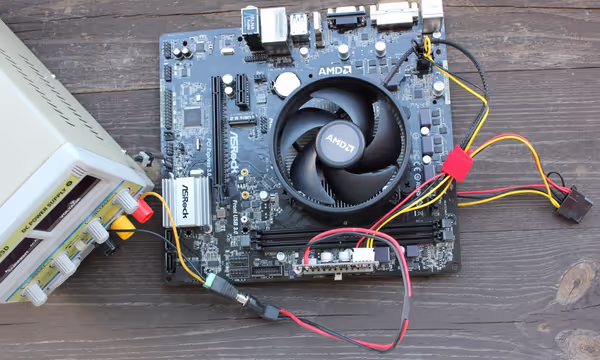 Asrock AB350M-HDV, PicoPSU and lab power supply