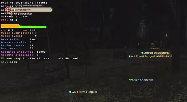 XIV on Mac gives a full performance overlay