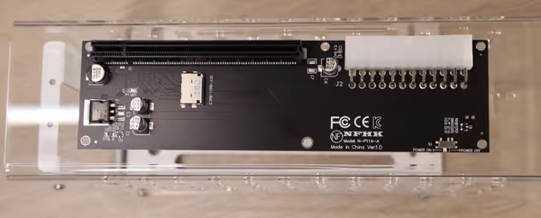 Side-powered and SATA powered OCuLink boards fit inside the box