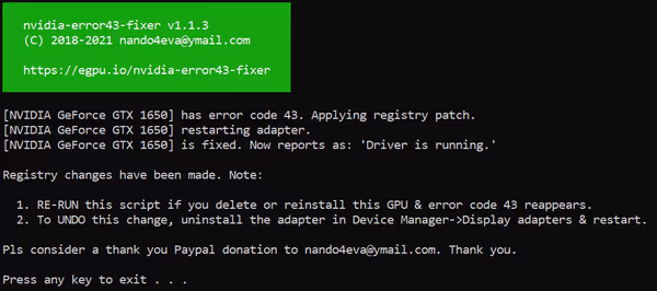 nvidia-error43-fixer will fix the error and enable the GPU