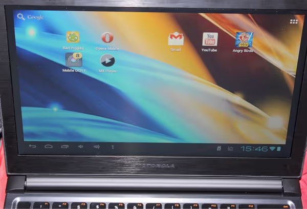 Tablet connected to the Atrix Lapdock