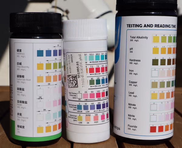 Various water test strips