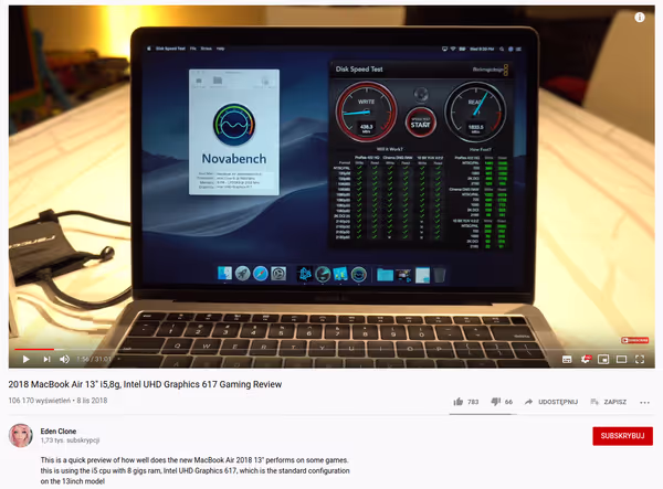 2018 Macbook Air has way faster NVMe storage