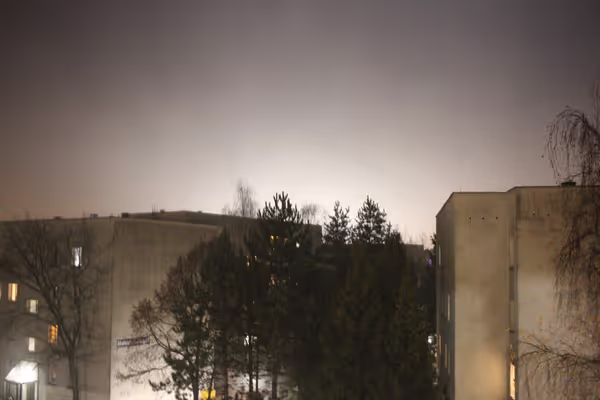 White hue on clouds from LED light pollution