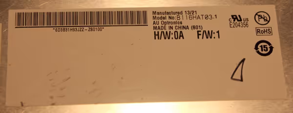 AU Optronics B116HAT03.1 display