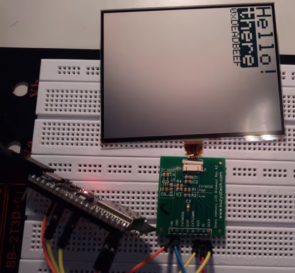 Sharp Memory LCD can be used with microcontrollers to display text and simple bitmaps