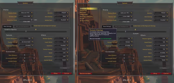 Customizing settings - lowering effects to regain some FPS while keeping the detail and view distance