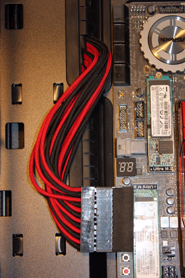 Adapter may allow to route the cable flat on the case surface below fan airflow