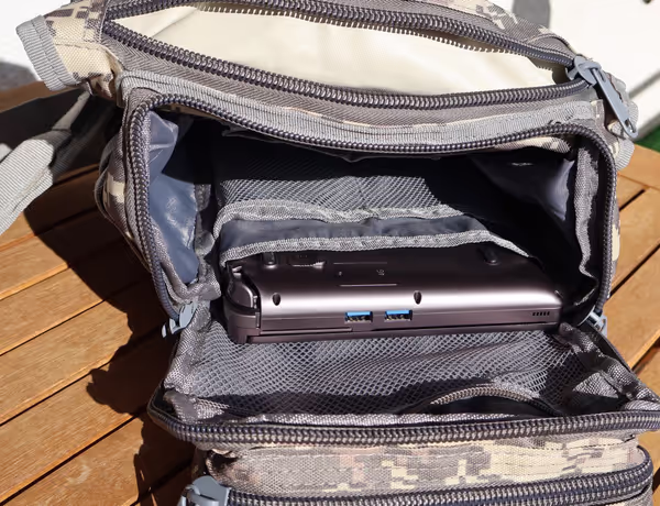 Tactical cross-body bag and GPD Win Max 2