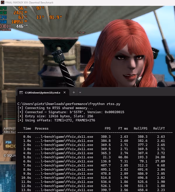 Fetching RTSS metrics from shared memory