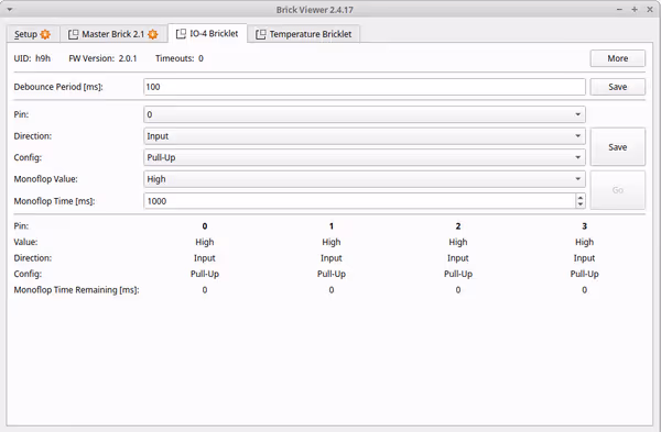 IO Bricklet has some configuration and current state table