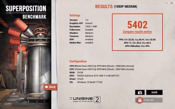 Superposition Benchmark - two CPUs